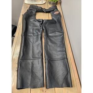 Harley Davidson Leather Motorcycle Chaps Womens Medium Black Belted 98090-06VW